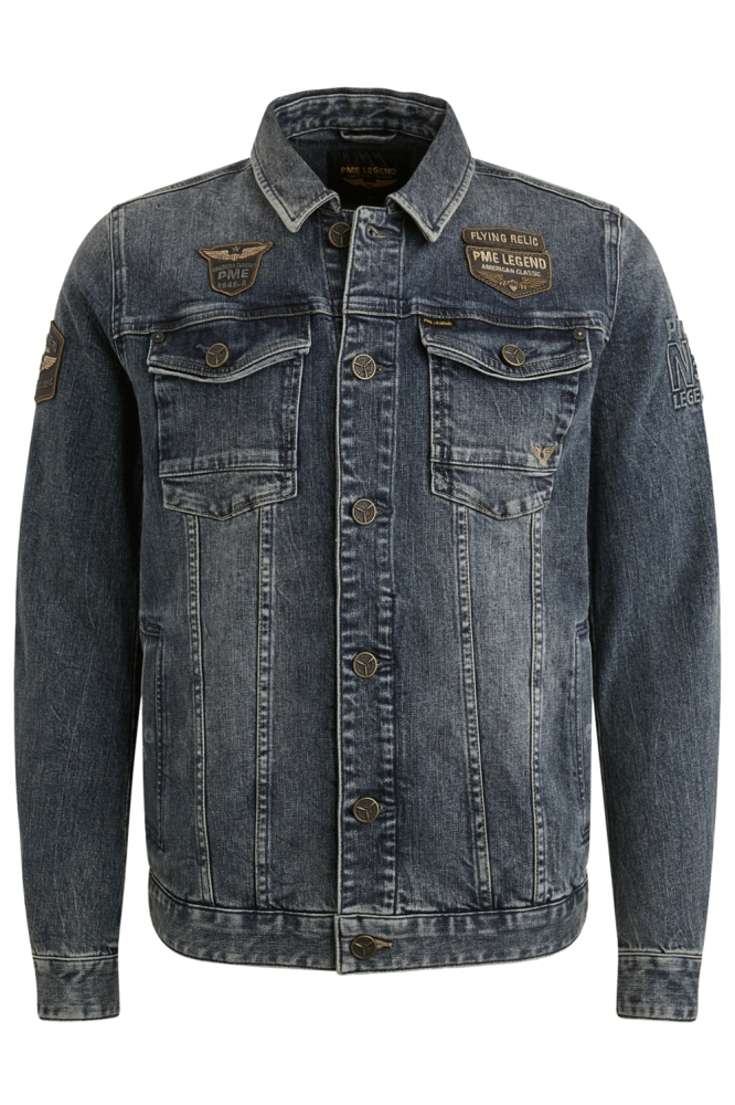 DENIM JACKET MET BADGES PDJ2508715 DOUBLE CROSS VINTAGE